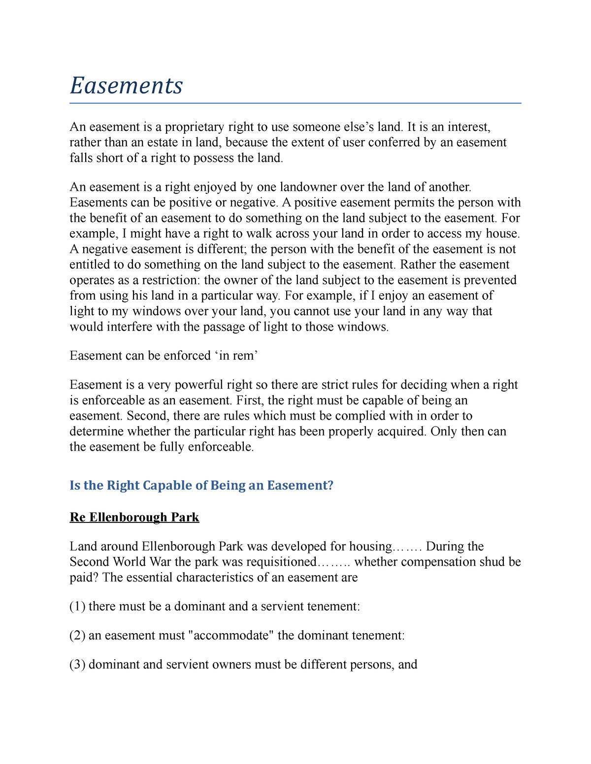 partial assignment of easement