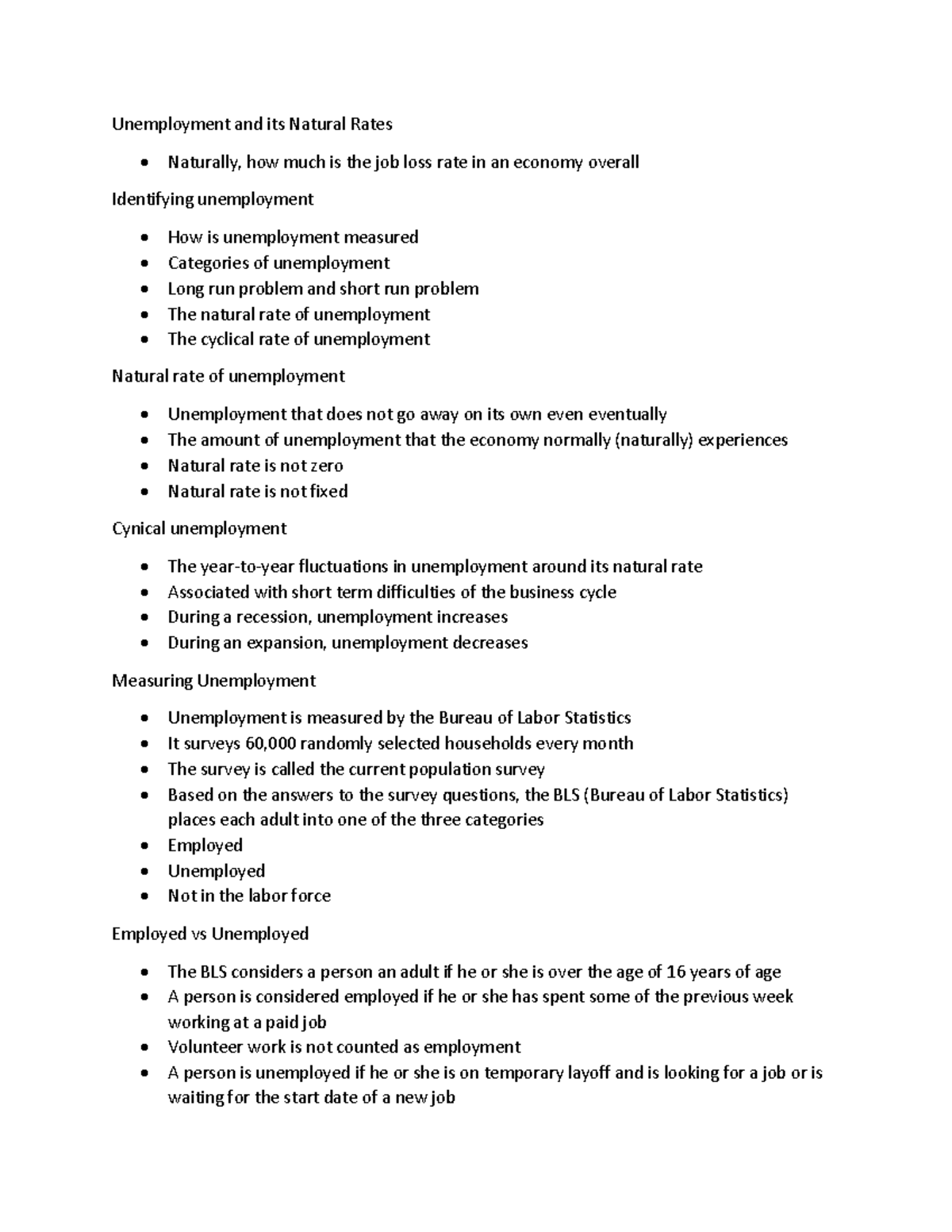 Unemployment Notes Unemployment and its Natural Rates Naturally, how much is the job loss