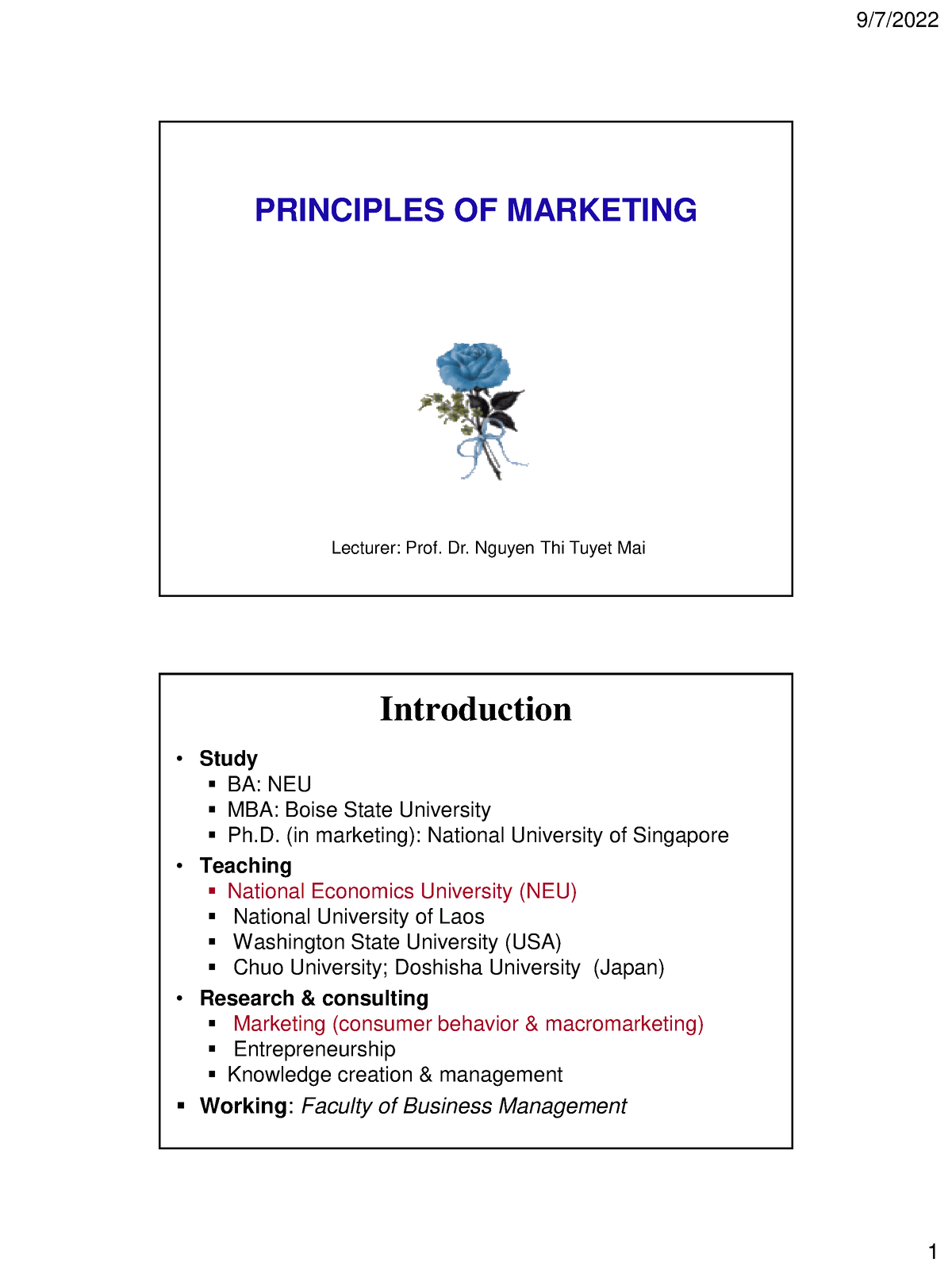 S1 Introduction-copy - 123 - PRINCIPLES OF MARKETING Lecturer: Prof. Dr ...