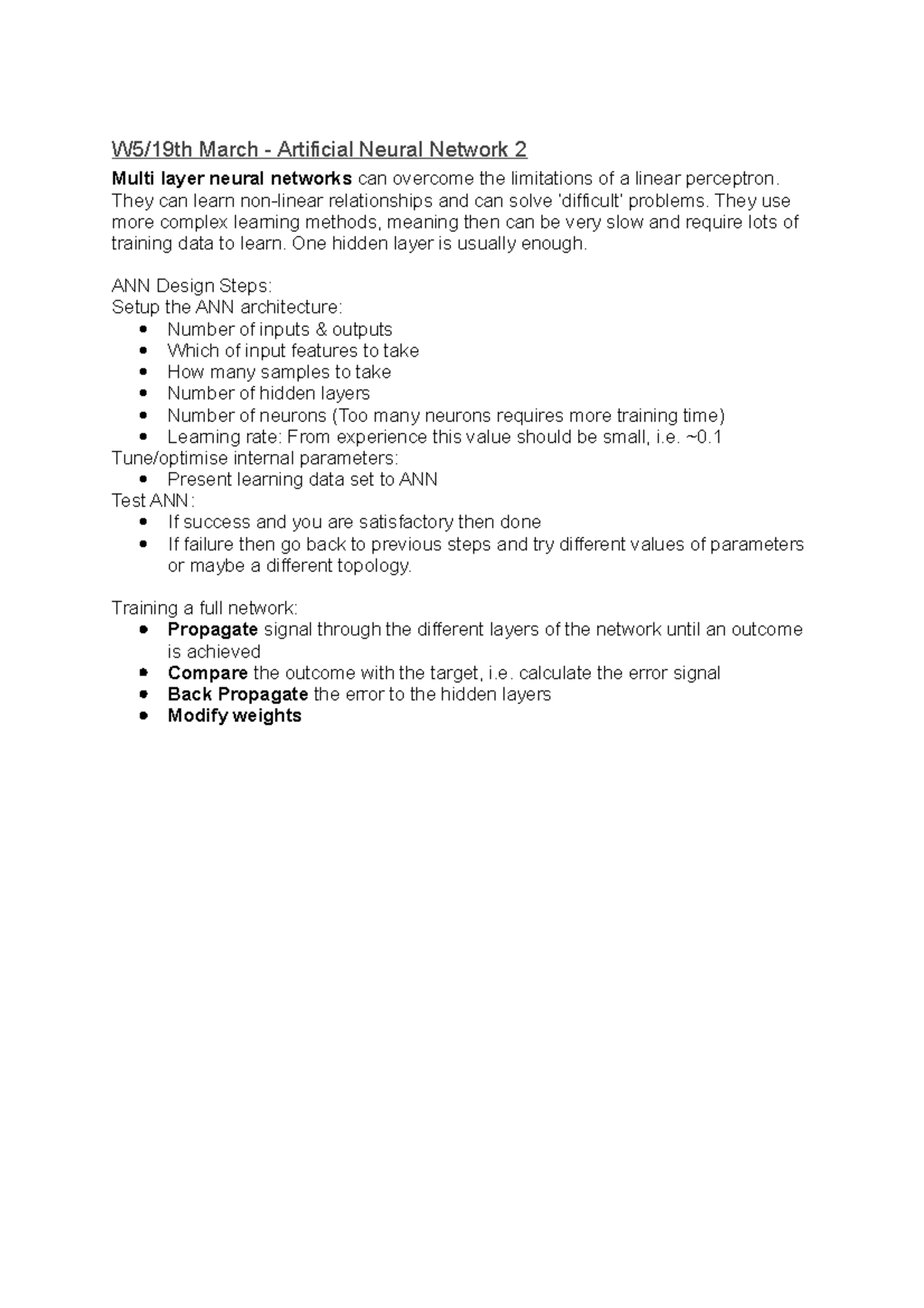 Week 5 - Lecture notes 5 - W5/19th March - Artificial Neural Network 2 ...