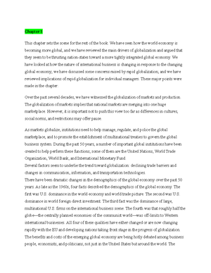 Chapter 1 - Summary Global Business Today - CHAPTER 1: Introduc3on to ...