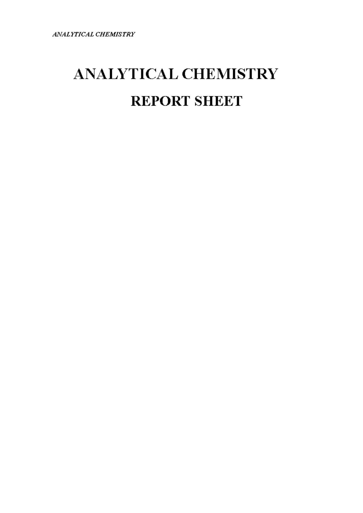 LAB REPORT Analytical Chemistry CHM256 - ANALYTICAL CHEMISTRY REPORT ...