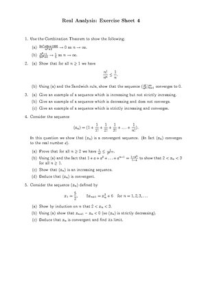 2008-2009 Real Analysis Exercise Sheet 1 - Real Analysis: Exercise ...