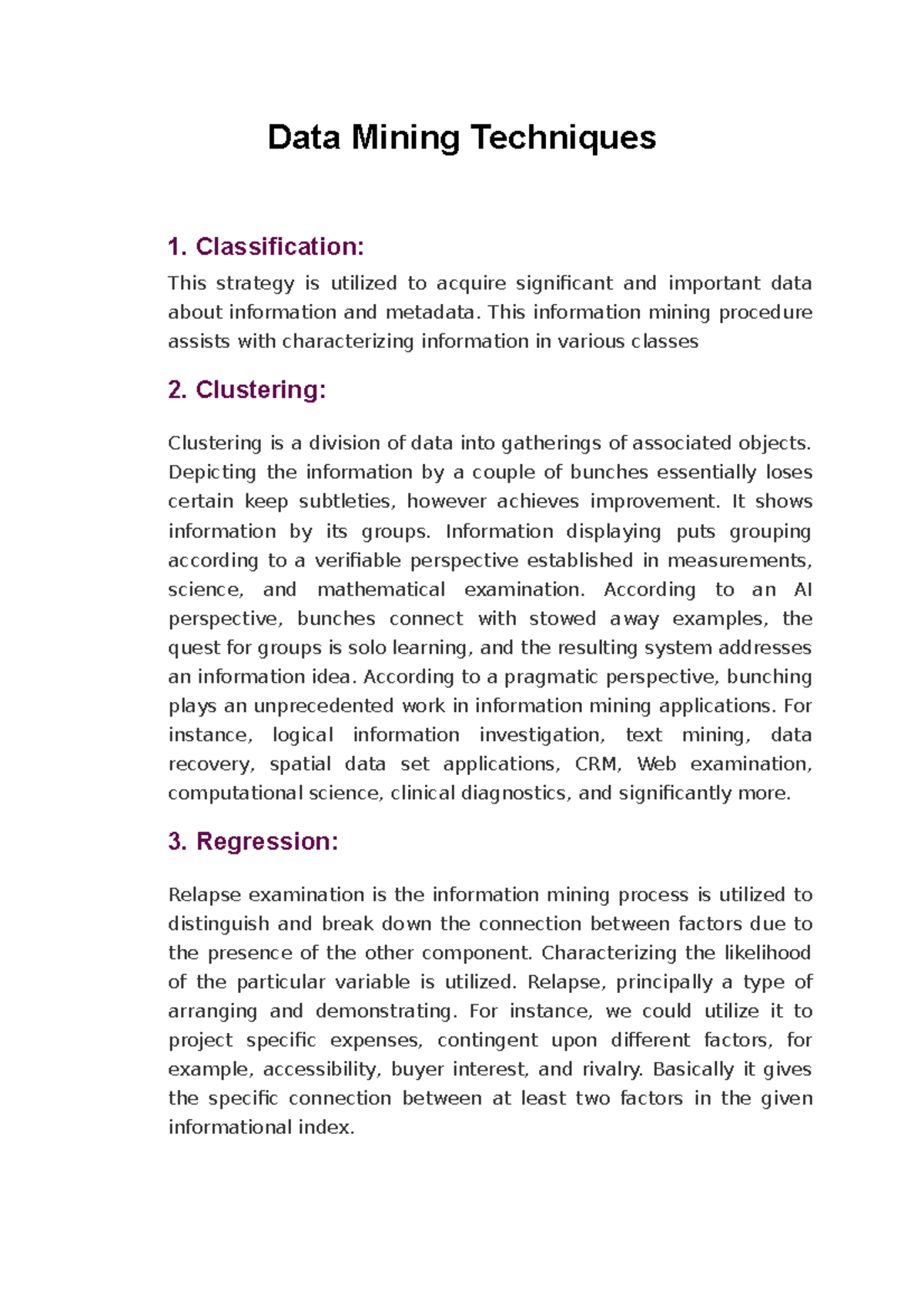DM-applications - Data mining applications - Data Mining Techniques 1 ...