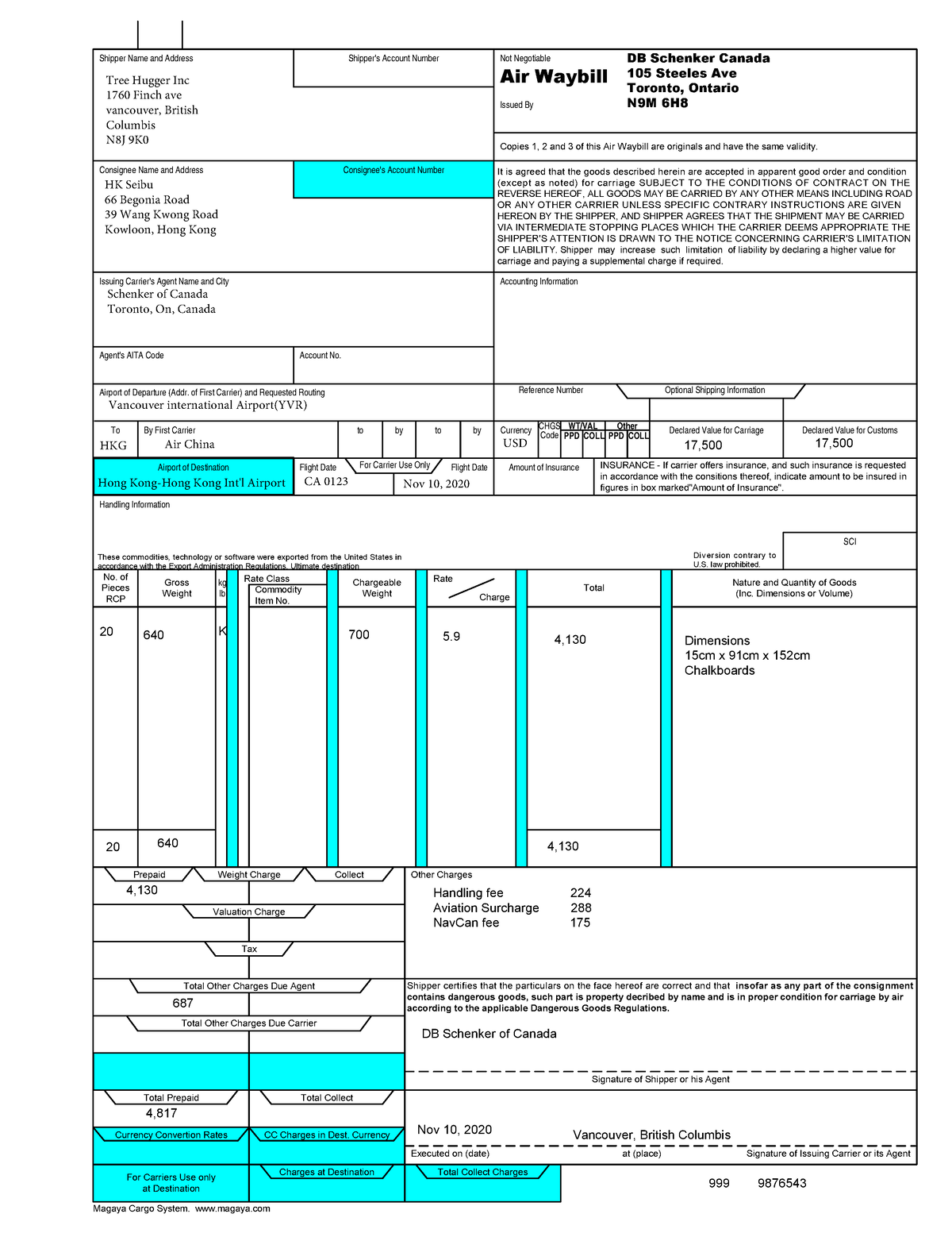 Air waybill - blank - international transportation inb345 Seneca ...