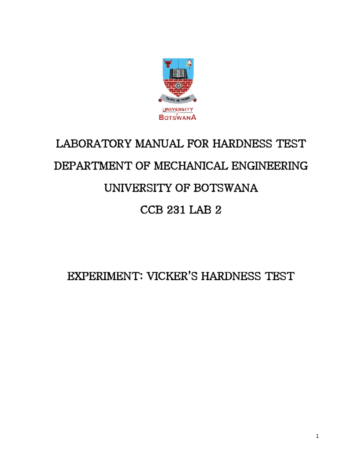 Lab 2 Manual - LAB REPORT WRITING - LABORATORY MANUAL FOR HARDNESS TEST ...