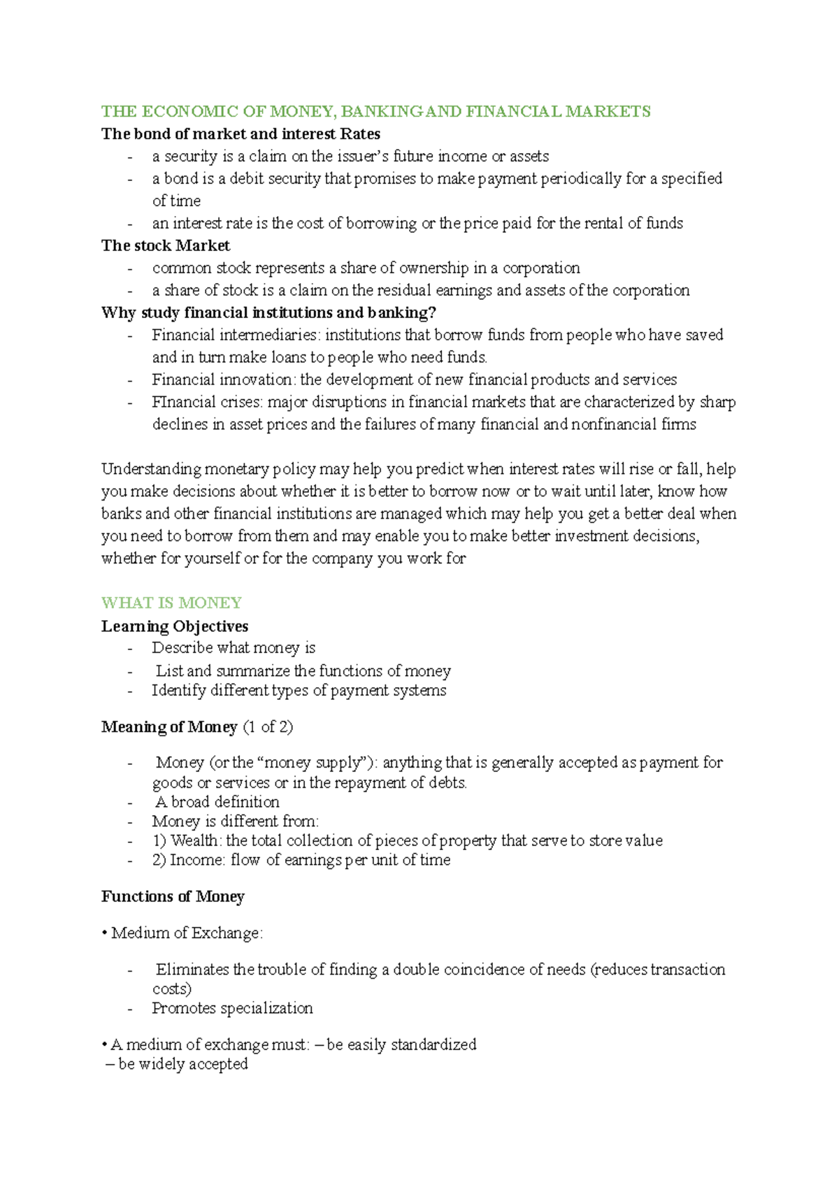 International money THE ECONOMIC OF MONEY, BANKING AND FINANCIAL