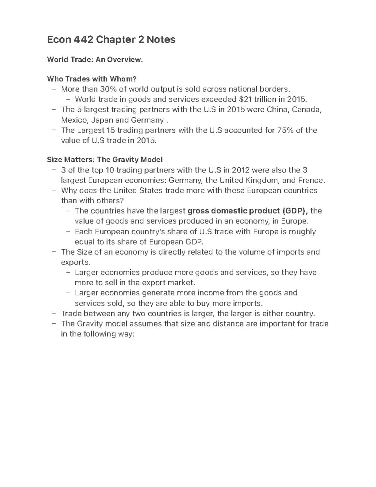 Econ 442 Chapter 2 Notes - – – – – – – – – – – – – Econ 442 Chapter 2 ...