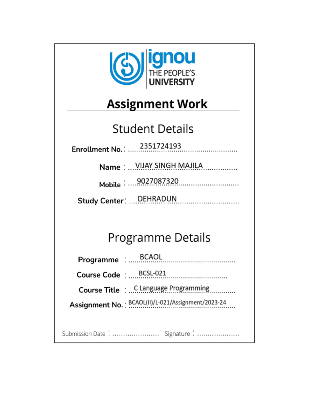 BCSL-022- guvhb - Bachelor of computer application - ANSWER OF QUESTION ...