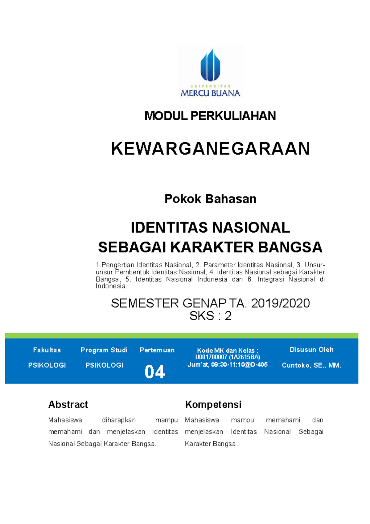 Modul 4 Identitas Nasional ( Jumat, 09.30-11.10@B-203) - MODUL ...