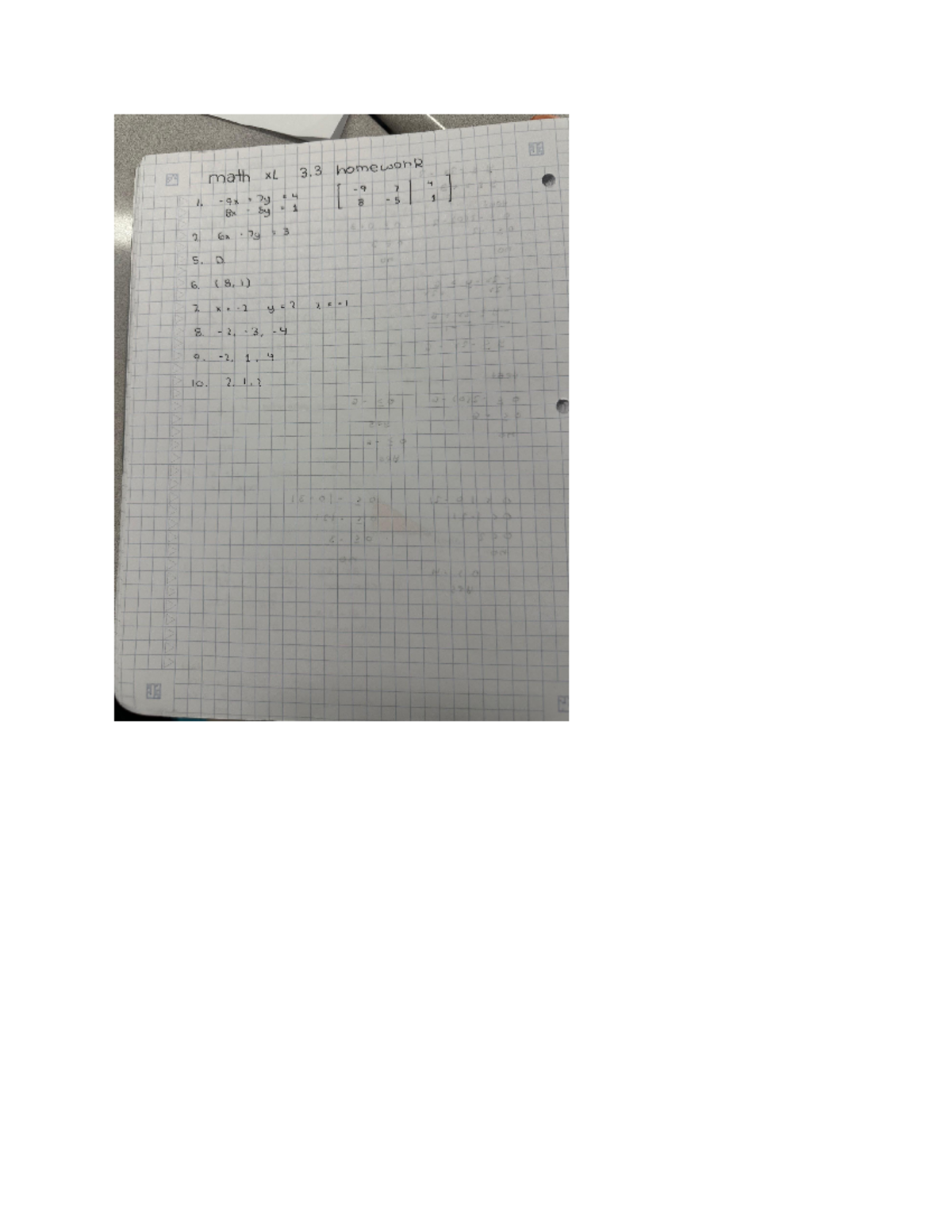 3.3 homework - class notes - X math xL 3 homework 1 + Py # 4 19 8x + Sy ...