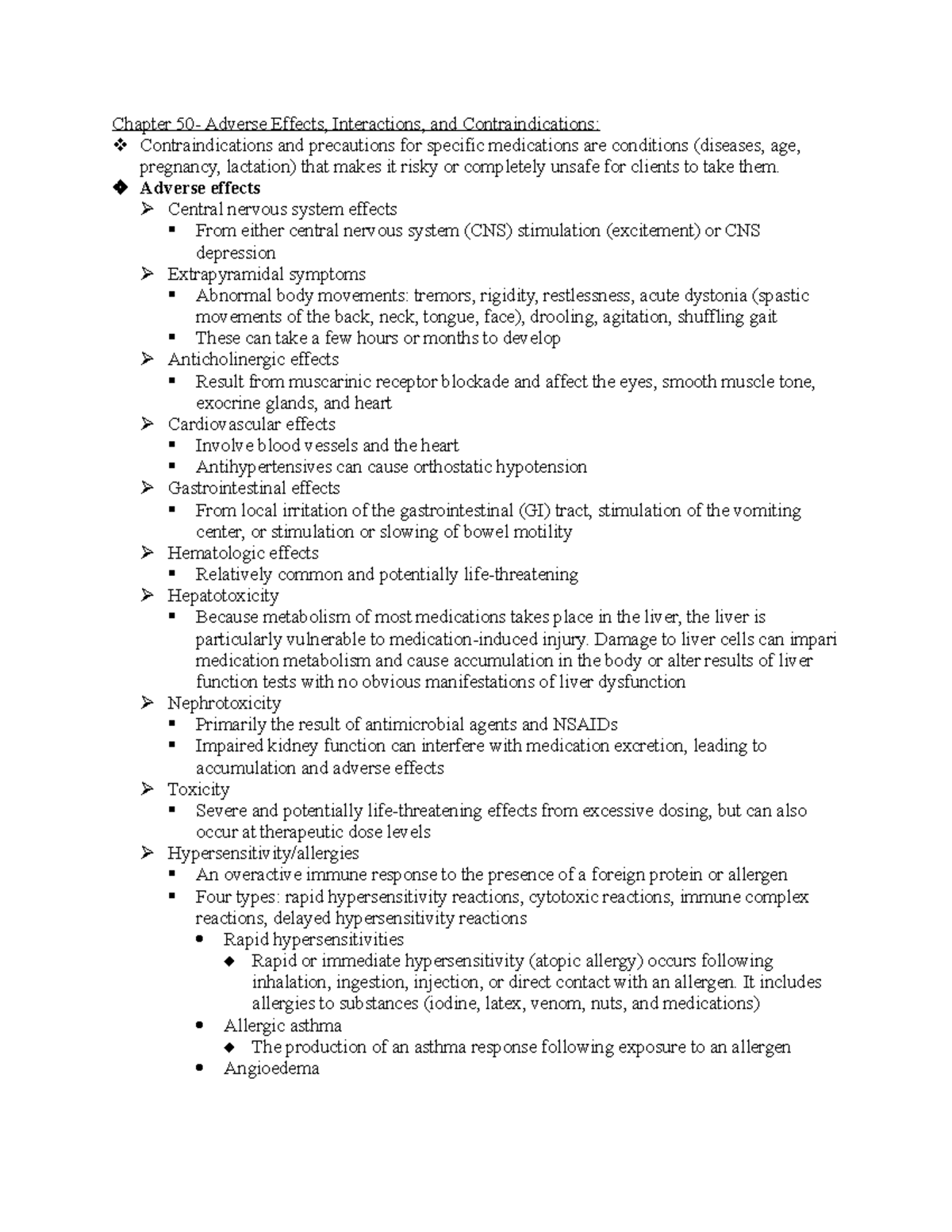 NUR215 Exam - Adverse Effects, Interactions, and Contraindications ...