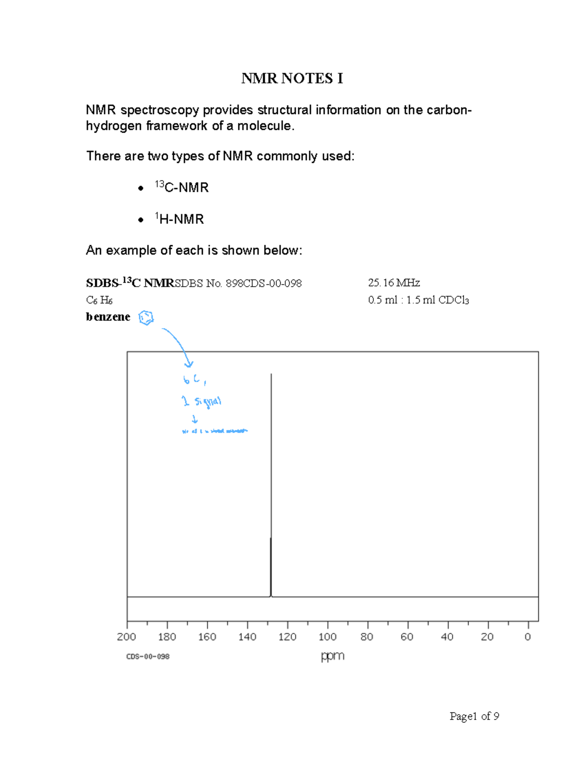 NMR Notes I NMR NOTES I NMR spectroscopy provides structural information on the carbon