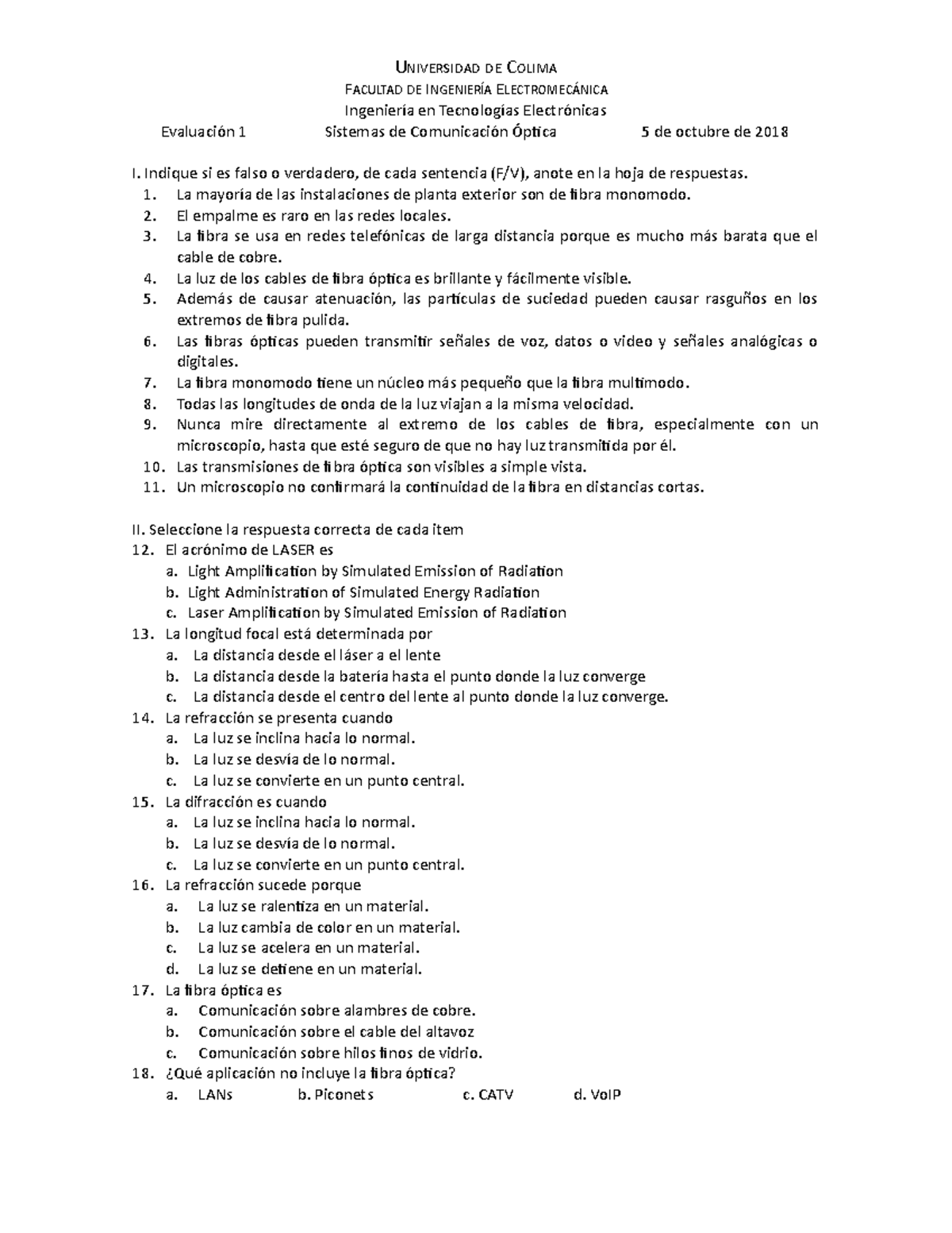 Examen 27 Septiembre 2019, Preguntas Y Respuestas - Facultad De 