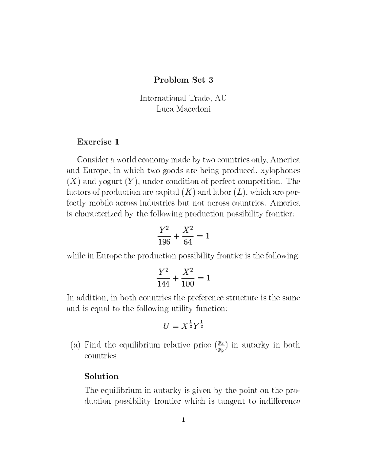Problem Set 3 sol1 - Trade - Pr♦ ♠ t ♥t r♥ t ♦♥ r ♦♥ ① r s ♦♥s r - Studocu