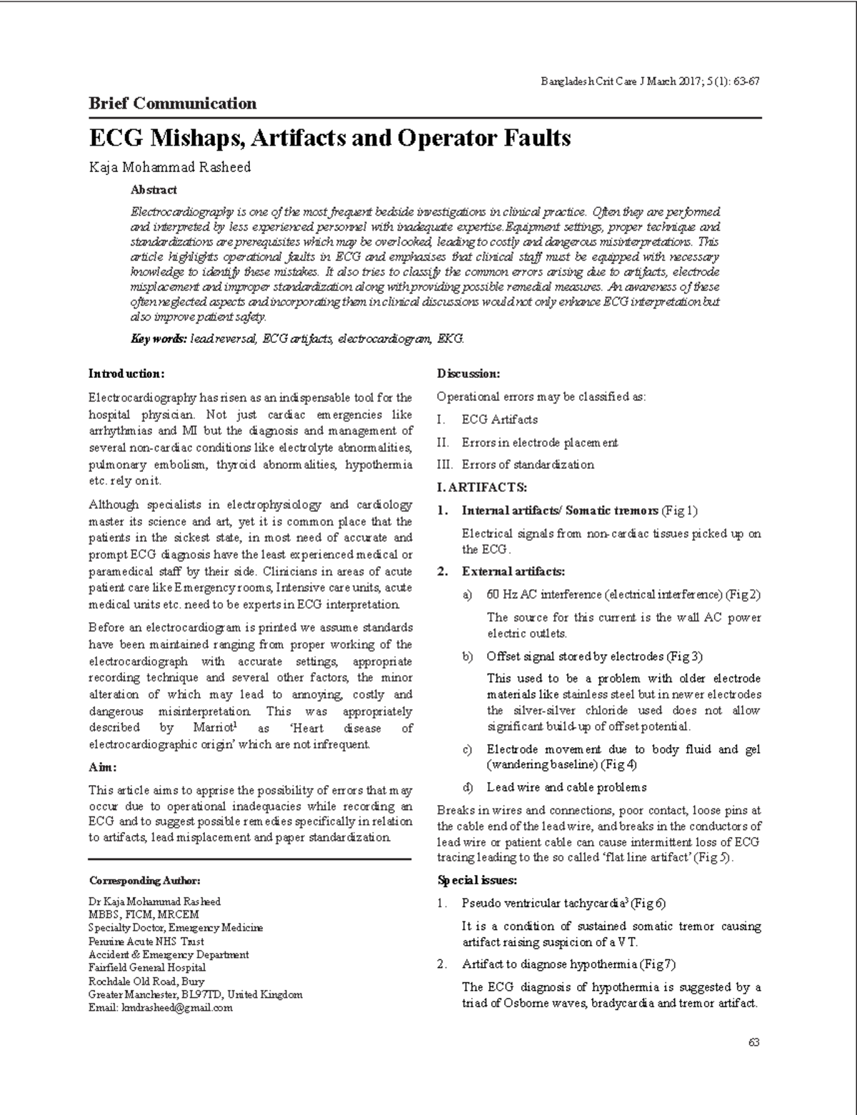 ECG errors - cardiology - Introduction: Electrocardiography has risen ...