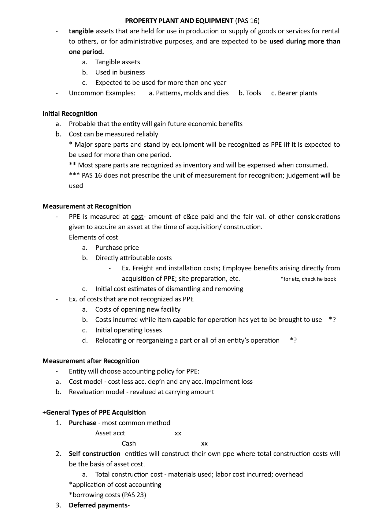 Property Plant and Equipment lecture notes - PROPERTY PLANT AND ...