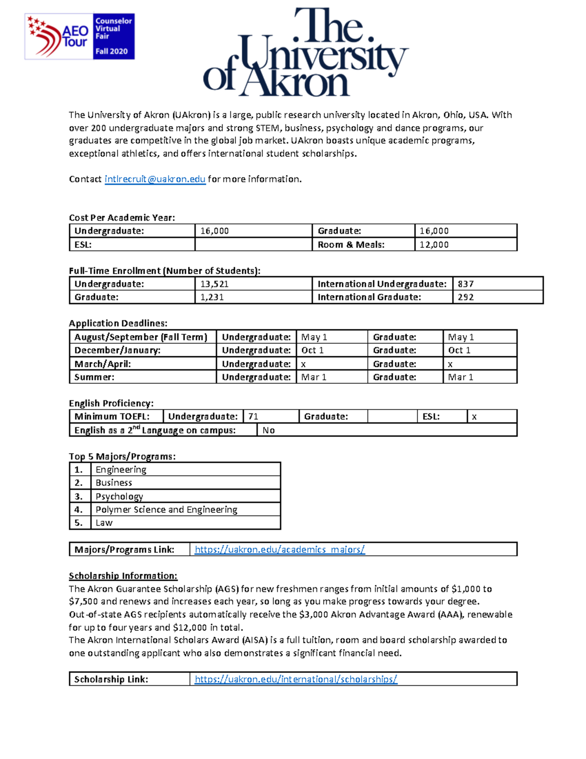 The University of Akron Information Guidance - The University of Akron ...
