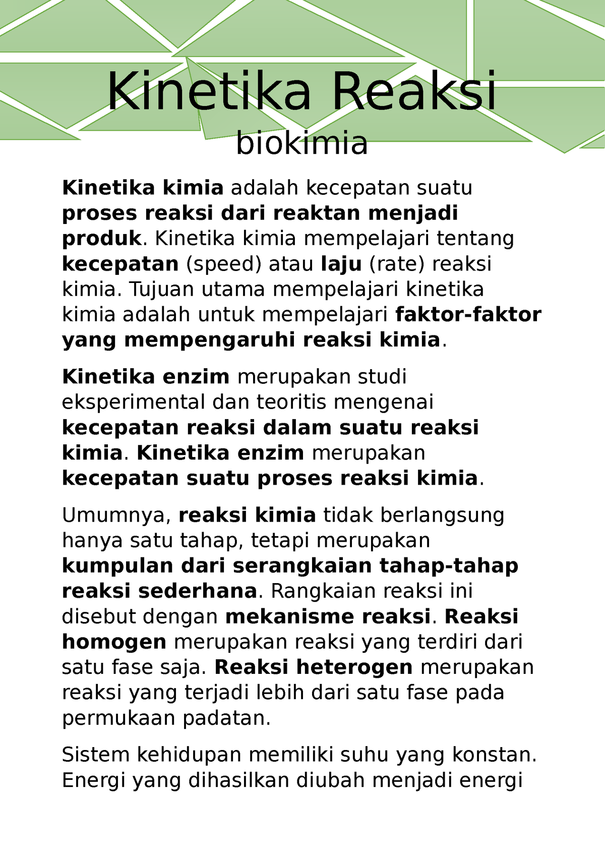 Kinetika Reaksi - Kinetika Reaksi Biokimia Kinetika Kimia Adalah ...