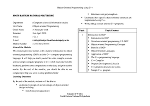 Object Oriented Programming - - Studocu