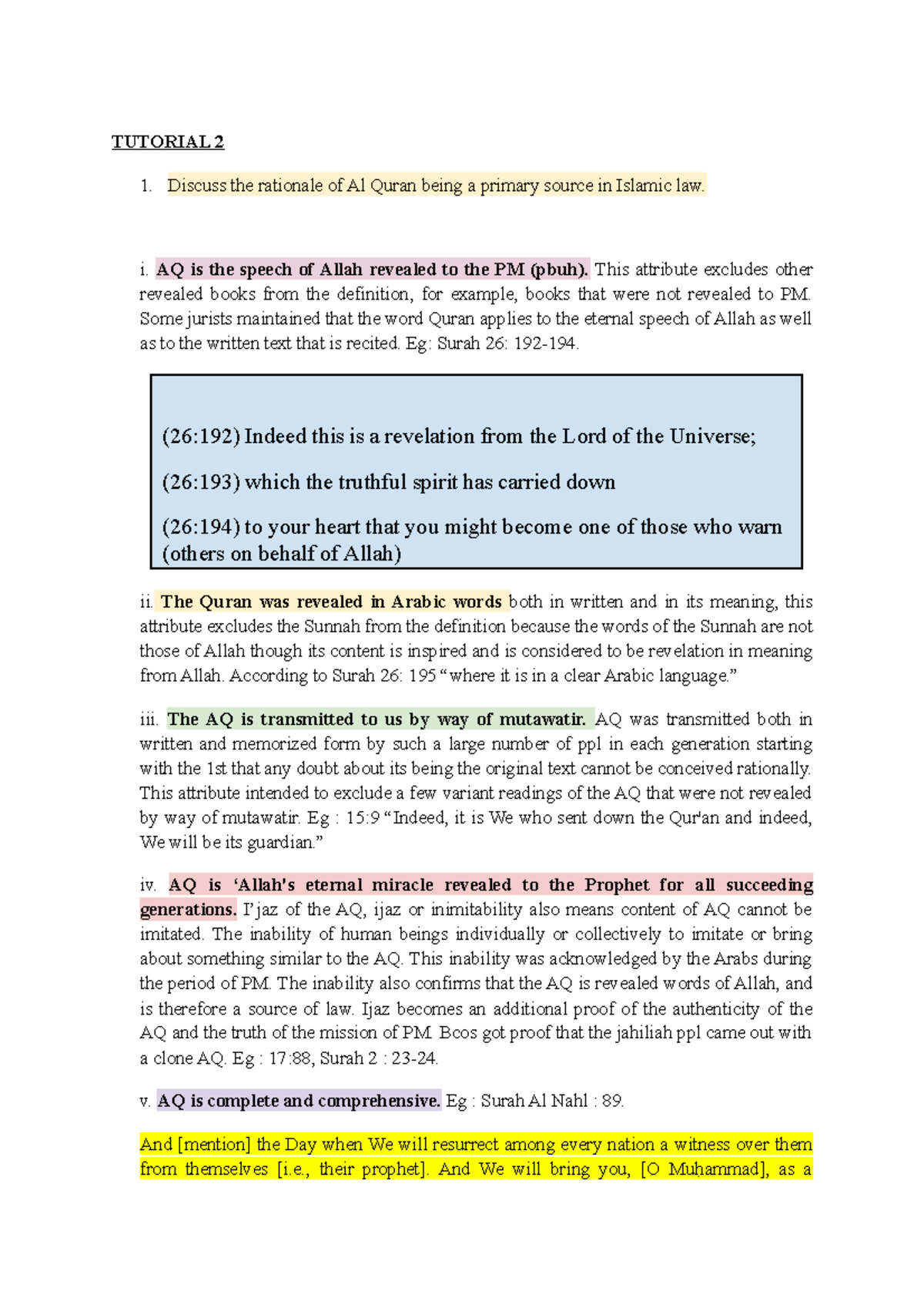 Tutorial 2-islamic Law Week 3- Question 1 Only - TUTORIAL 2 Discuss The ...