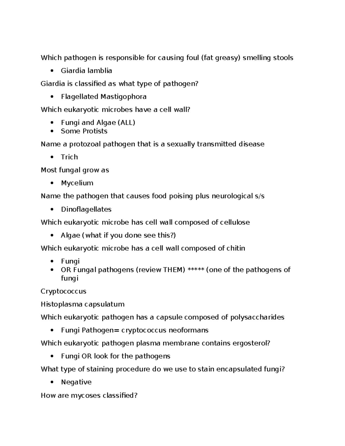 Micro study guide exam 4 - Which pathogen is responsible for causing ...