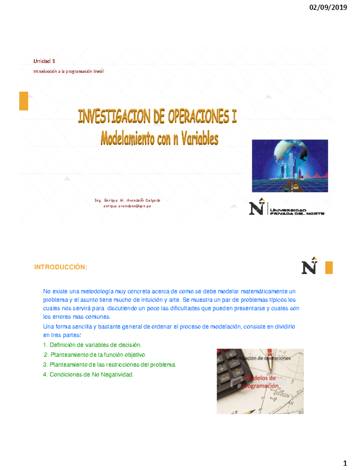 Clase 02 Invope I - Investigación de Operaciones Modelamiento con ...