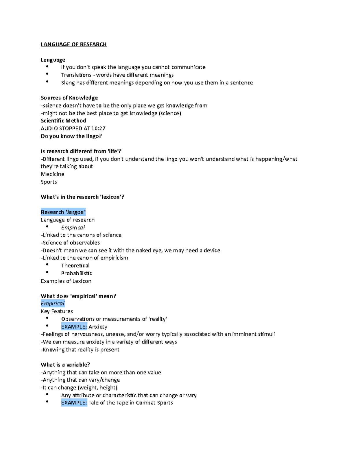Language OF Research KINE2P08 - LANGUAGE OF RESEARCH Language If you ...