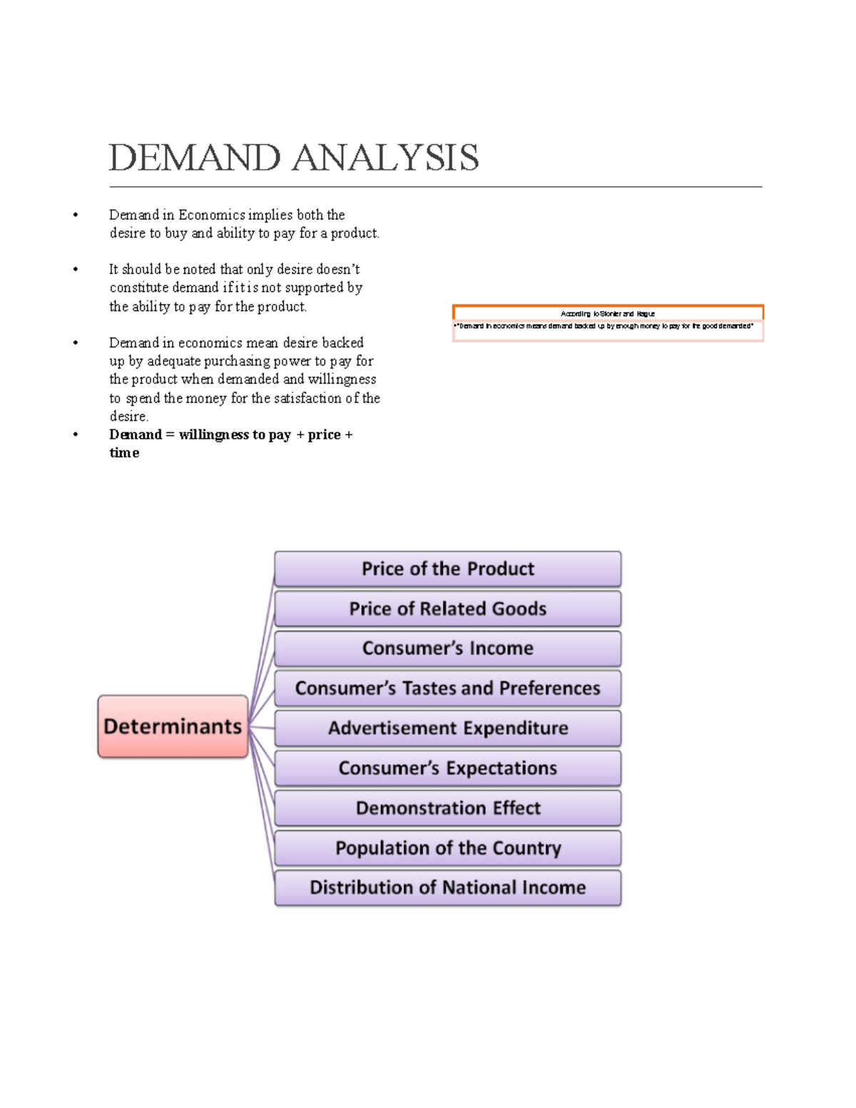 Unit 2 - Demand analysis bba - DEMAND ANALYSIS According to Stonier and ...