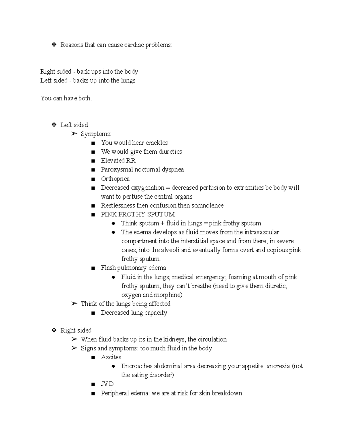 Med surge 1 part 2 notes - Reasons that can cause cardiac problems ...