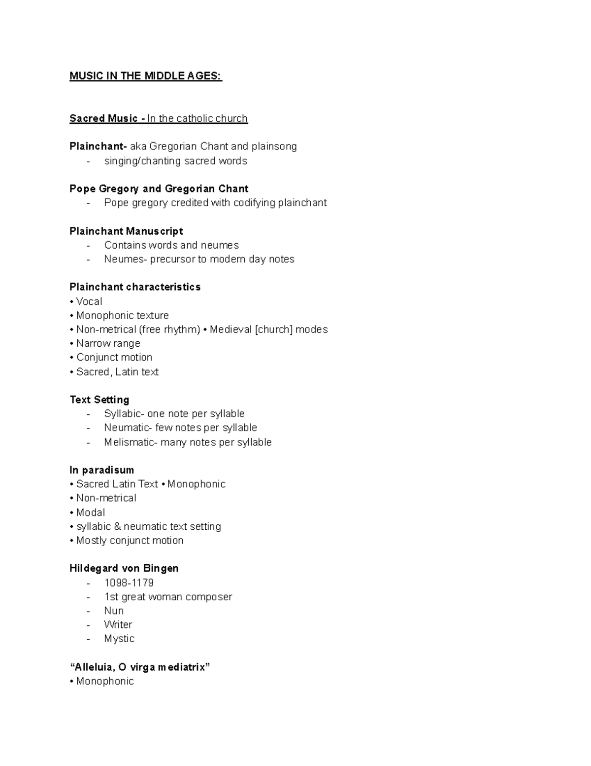 Module 2 middle ages and renaissance MUSIC IN THE MIDDLE AGES