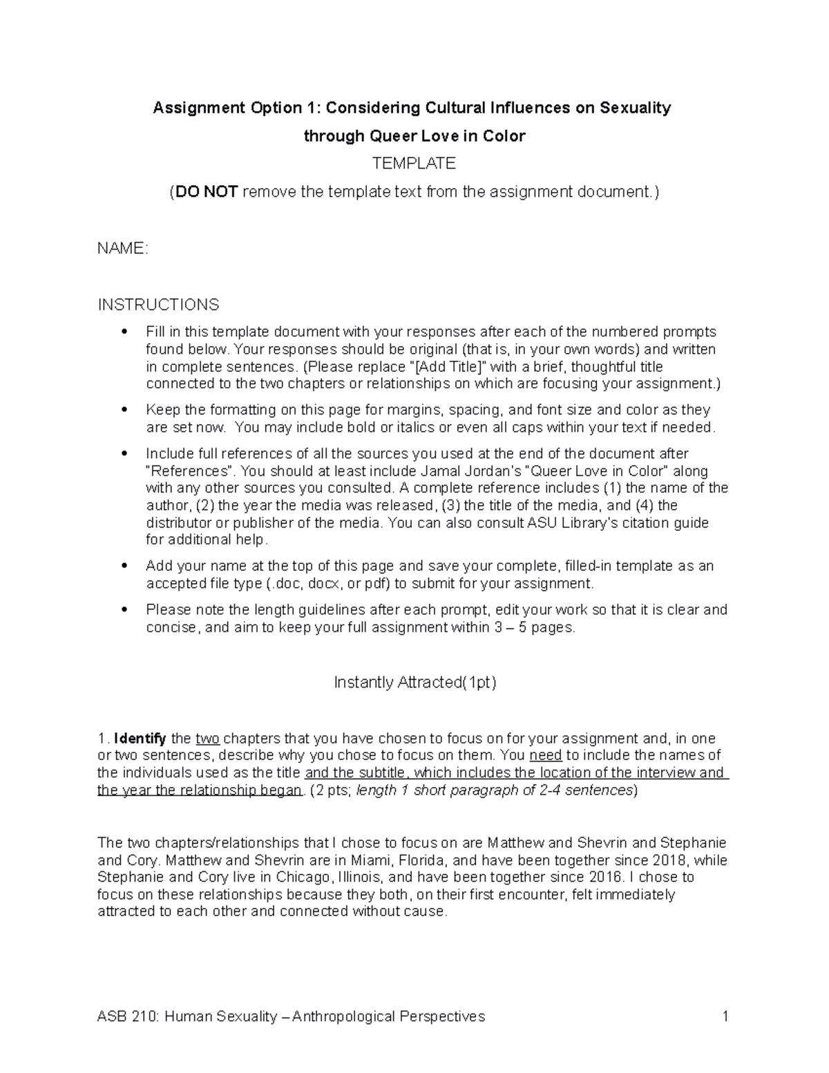 ASB210 Option 1 Queer Love In Color Assignment Template Spring 2023-1 ...