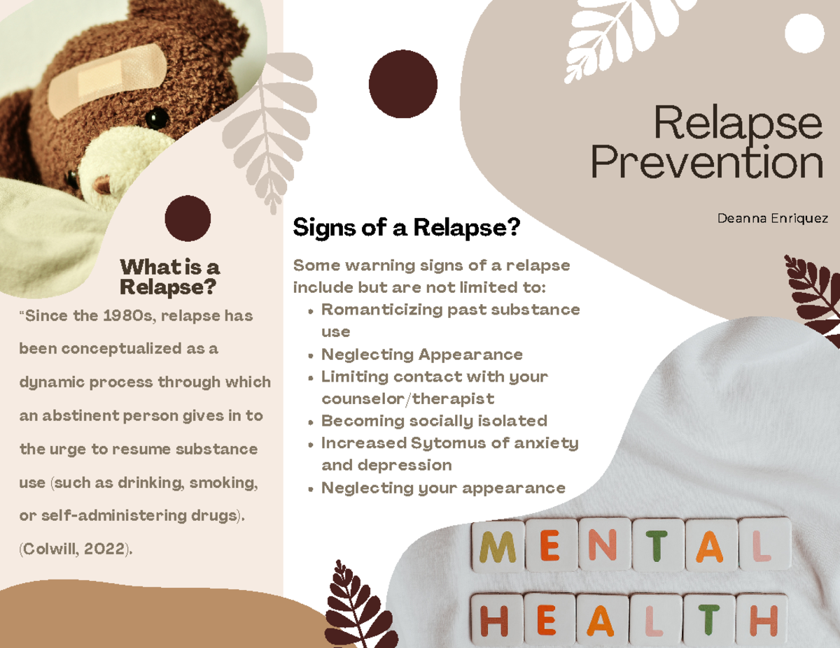 Benchmark - Relapse Prevention Resource (Obj. 6.3, 6.4, 6.5, and 6.6 ...