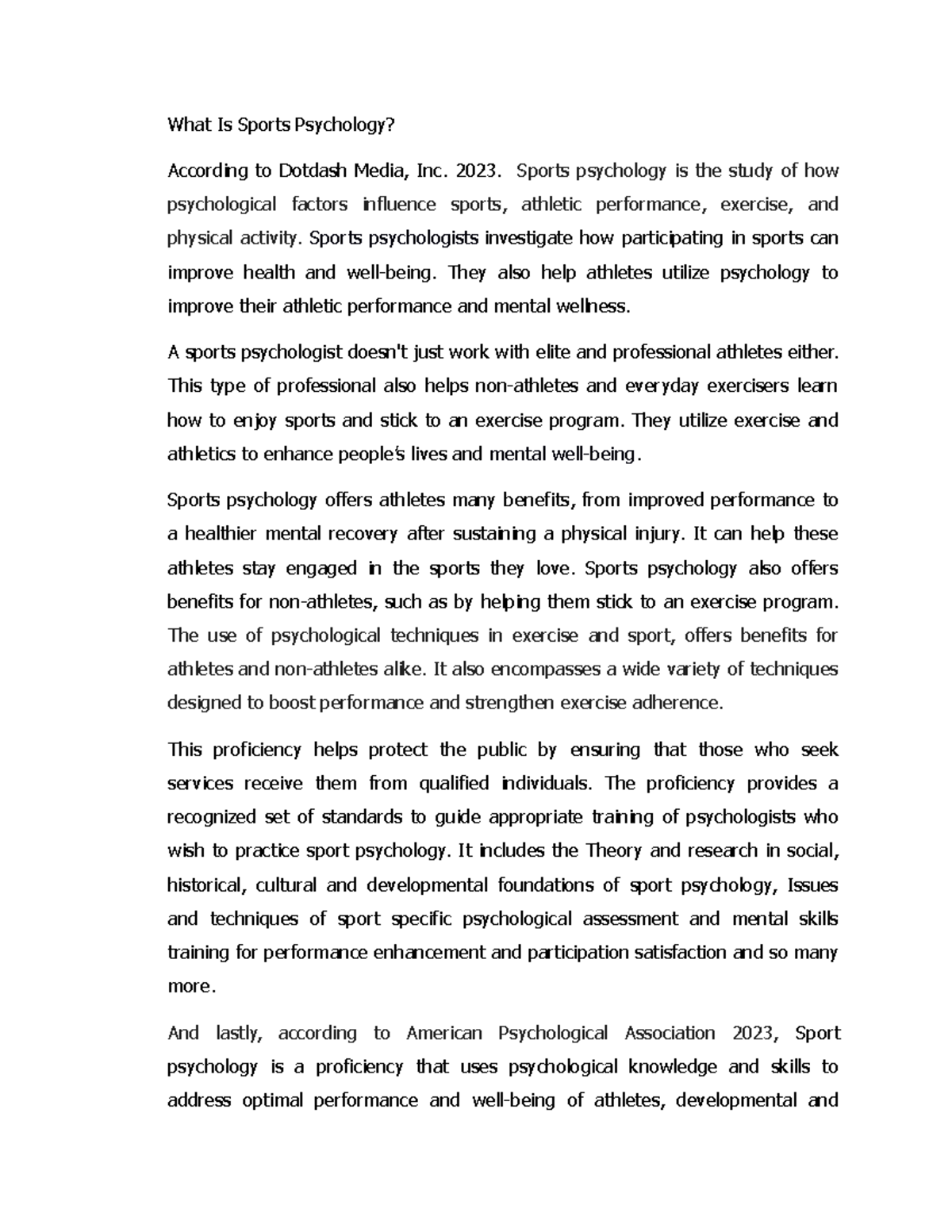 What Is Sports Psychology What Is Sports Psychology? According to