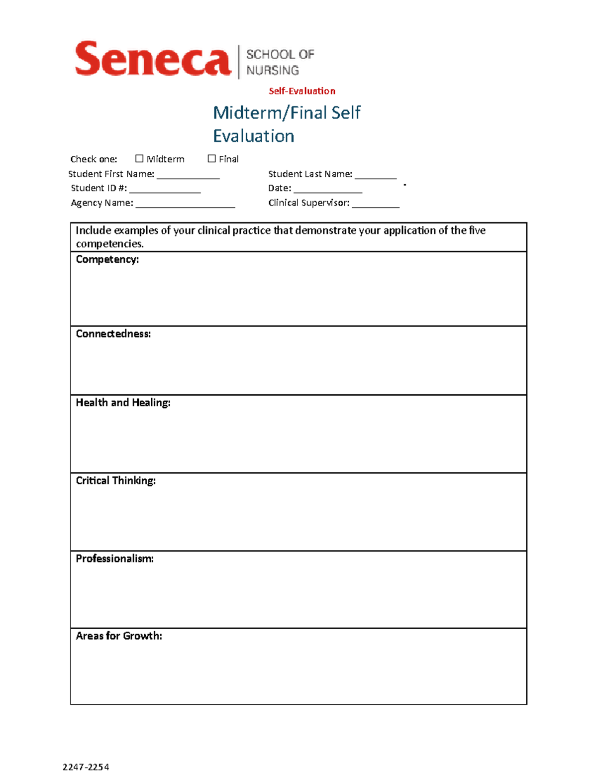PNC 220 Evaluation 2024 - Self-Evaluation Midterm/Final Self Evaluation ...