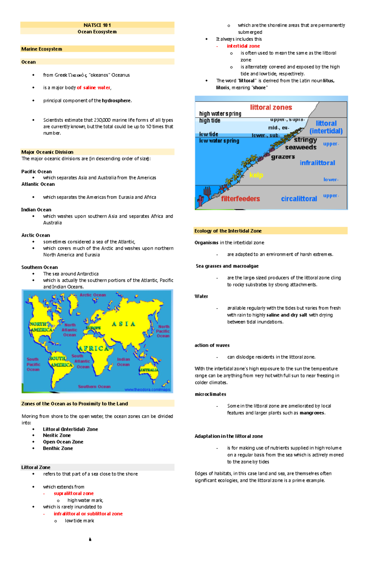 Ocean Ecosystems - NATSCI 101 Ocean Ecosystem Marine Ecosystem Ocean ...