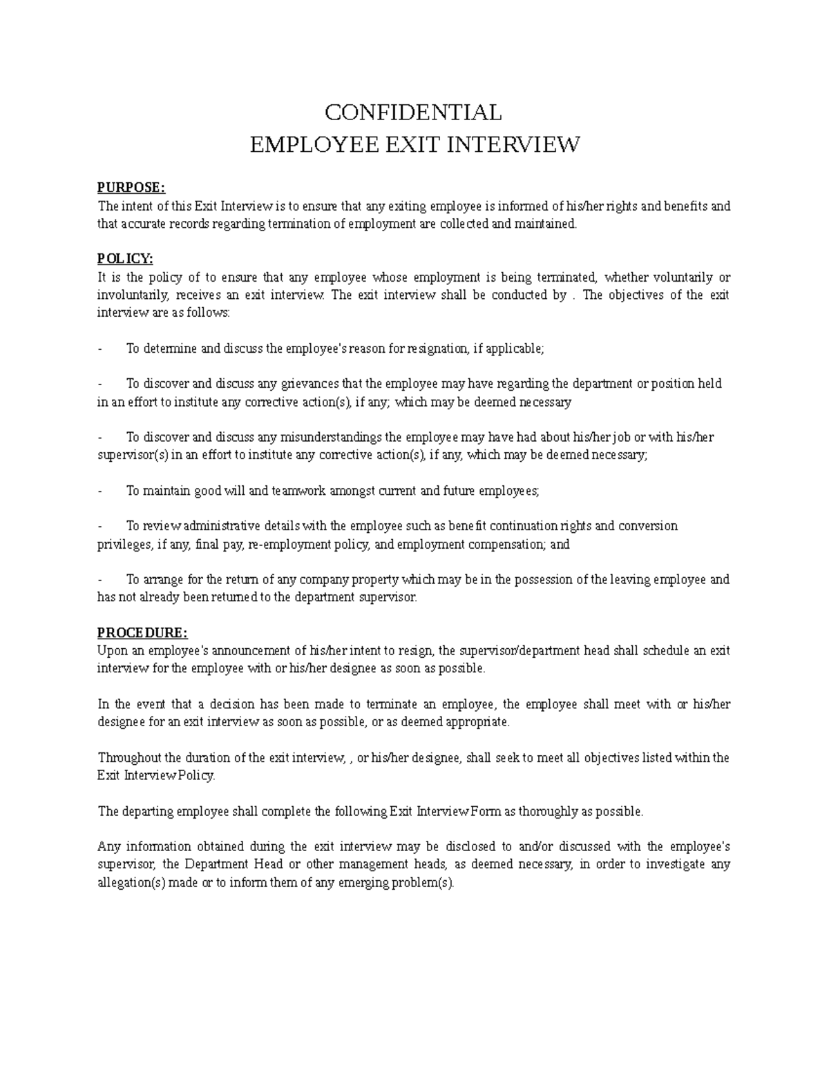 research paper on exit interview