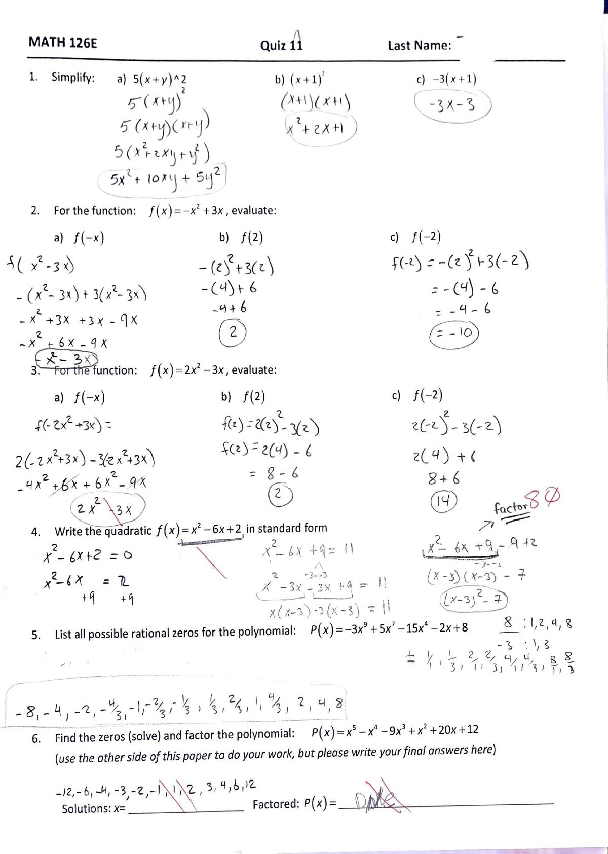 Math 126 quiz 11 - Precalculus I Math 126 quiz - ####### MATH 126E Quiz ...