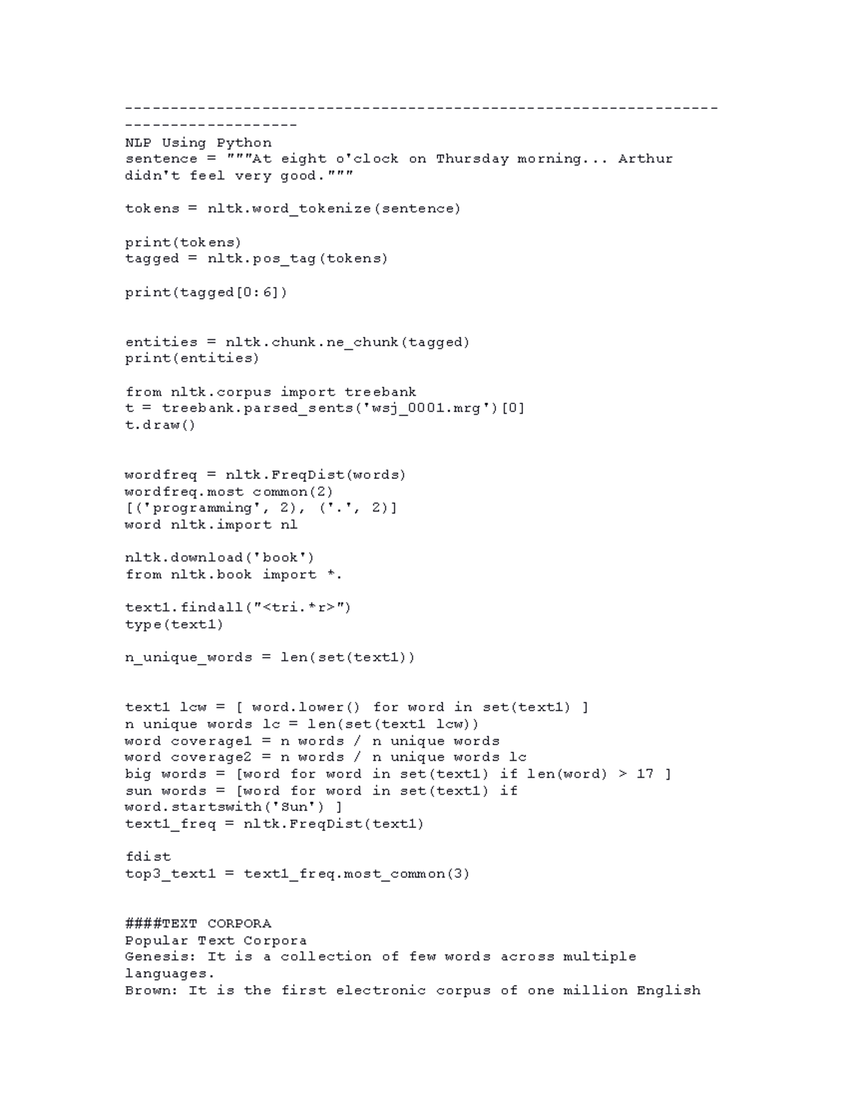 NLP using python.txt - imp - NLP Using Python sentence = 