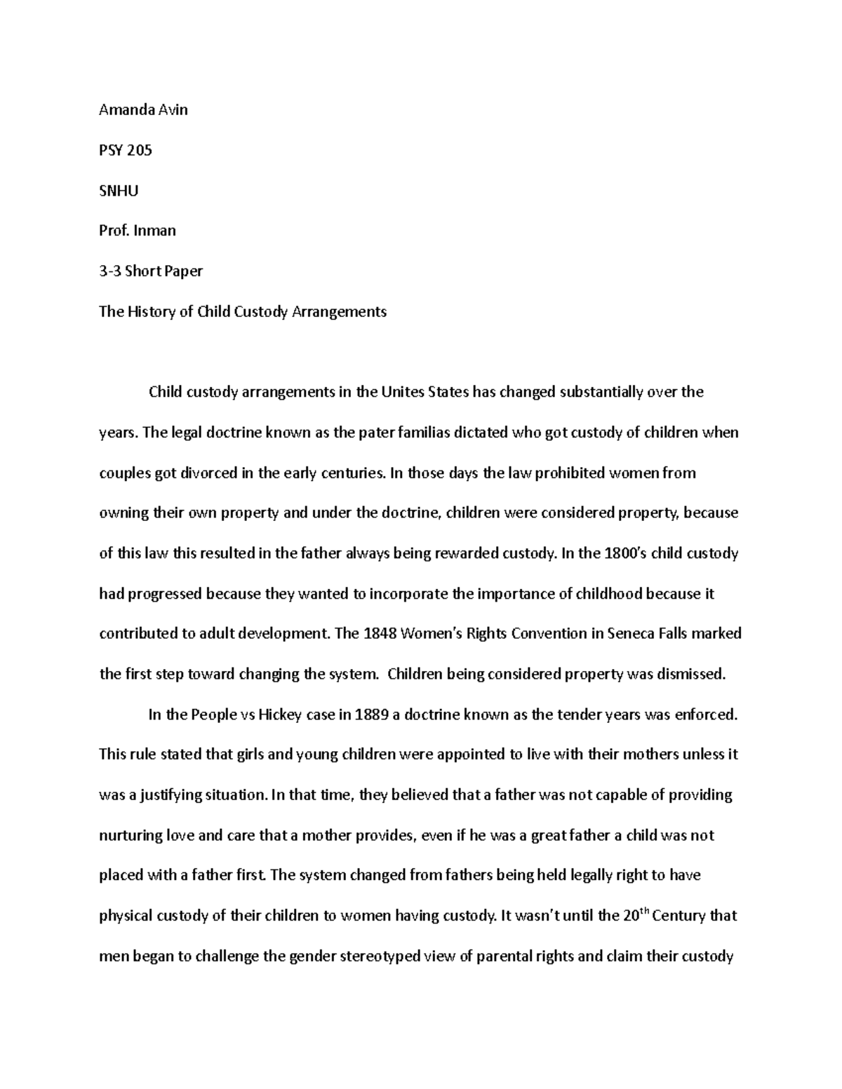 Amanda Avin 3-3 short paper - Amanda Avin PSY 205 SNHU Prof. Inman 3-3 ...
