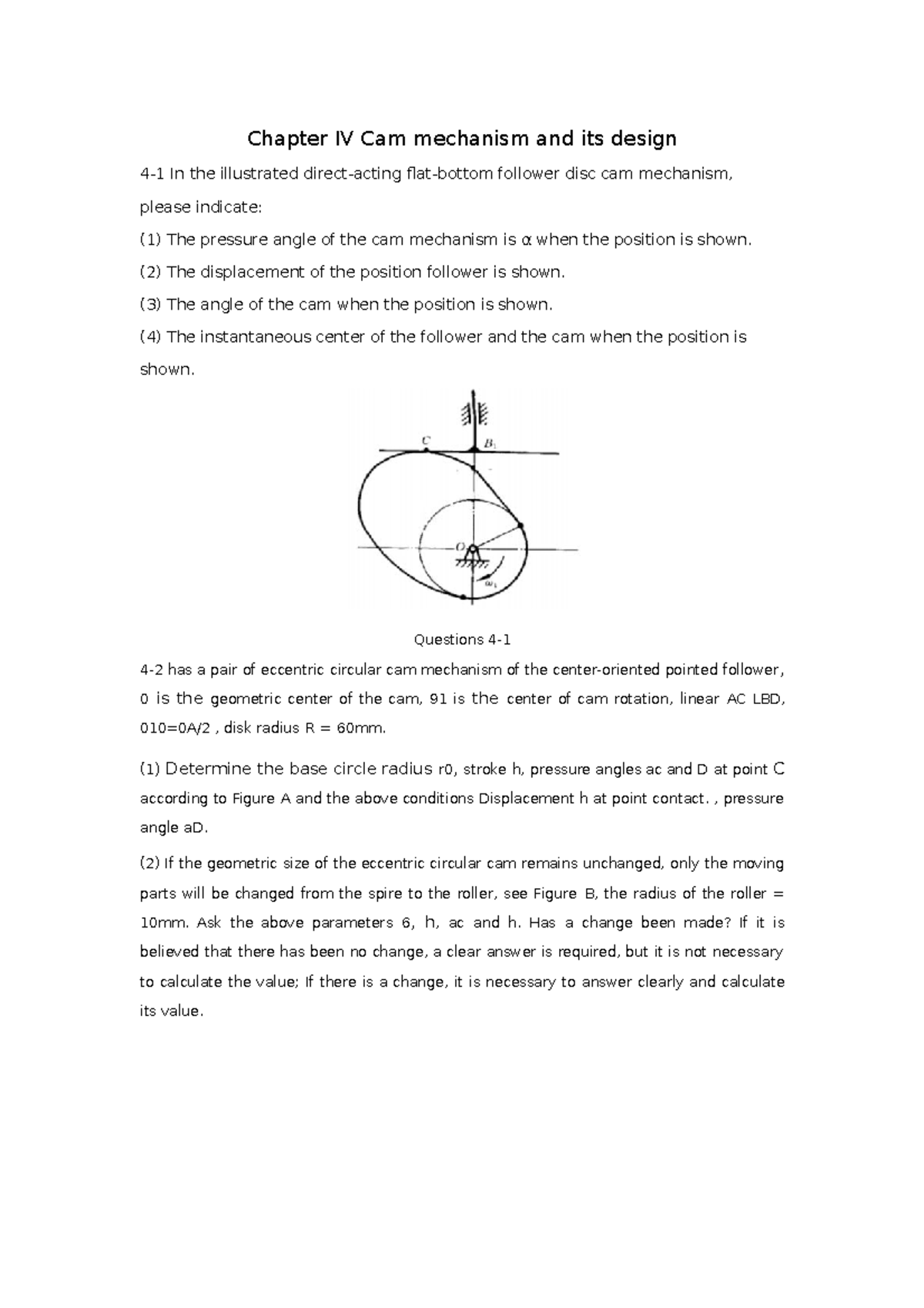 Chapter IV Cam mechanism and its design (2) The displacement of the