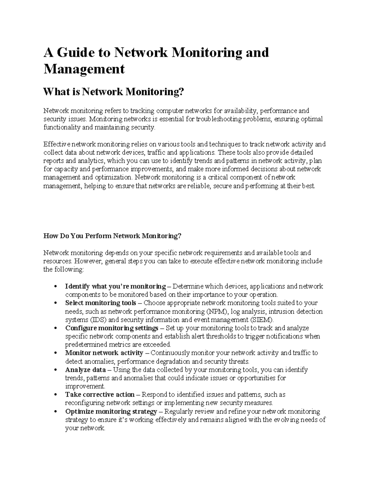 Lect 7. A Guide to Network Monitoring and Management - A Guide to ...