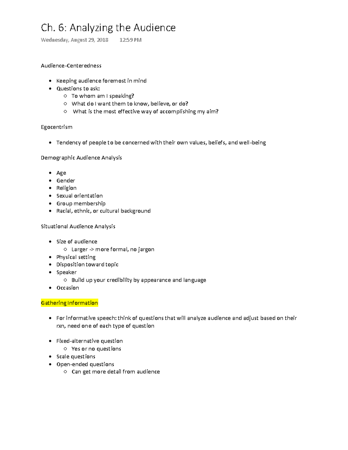 Ch. 6 Analyzing the Audience - Ch. 6: Analyzing the Audience Wednesday ...