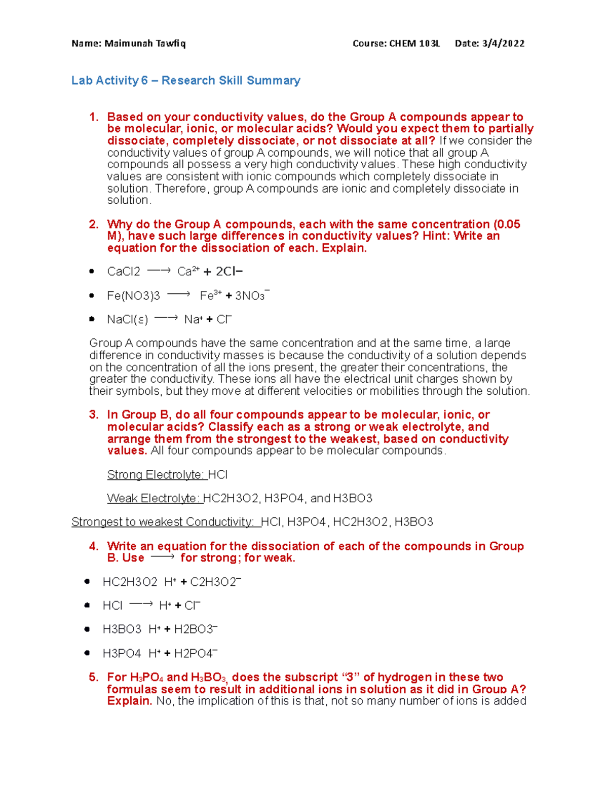 LAB 6 Properties of Solutions Lab CHEM103L Jefferson Studocu