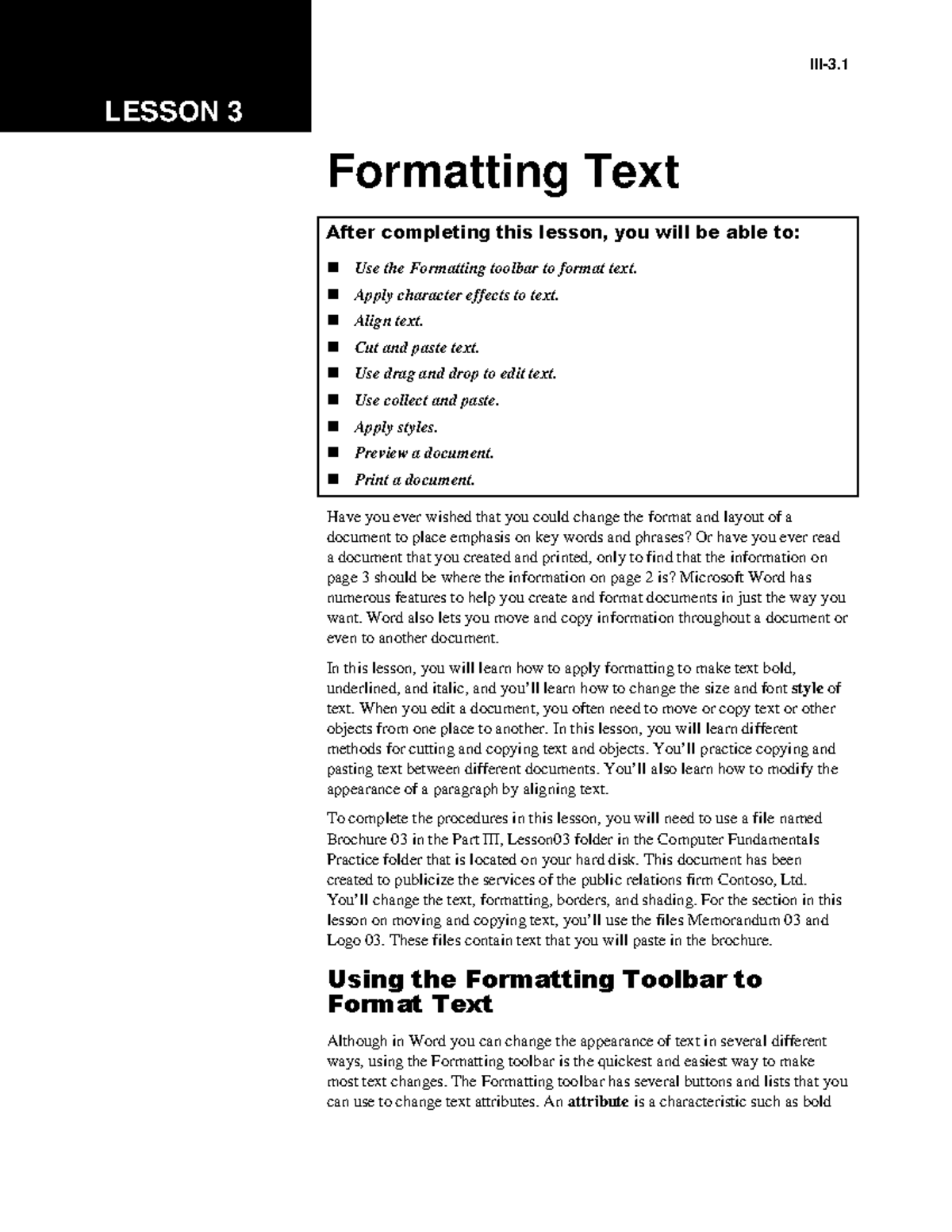 Formatting-text-stu - NA a - ####### III-3. Formatting Text After ...