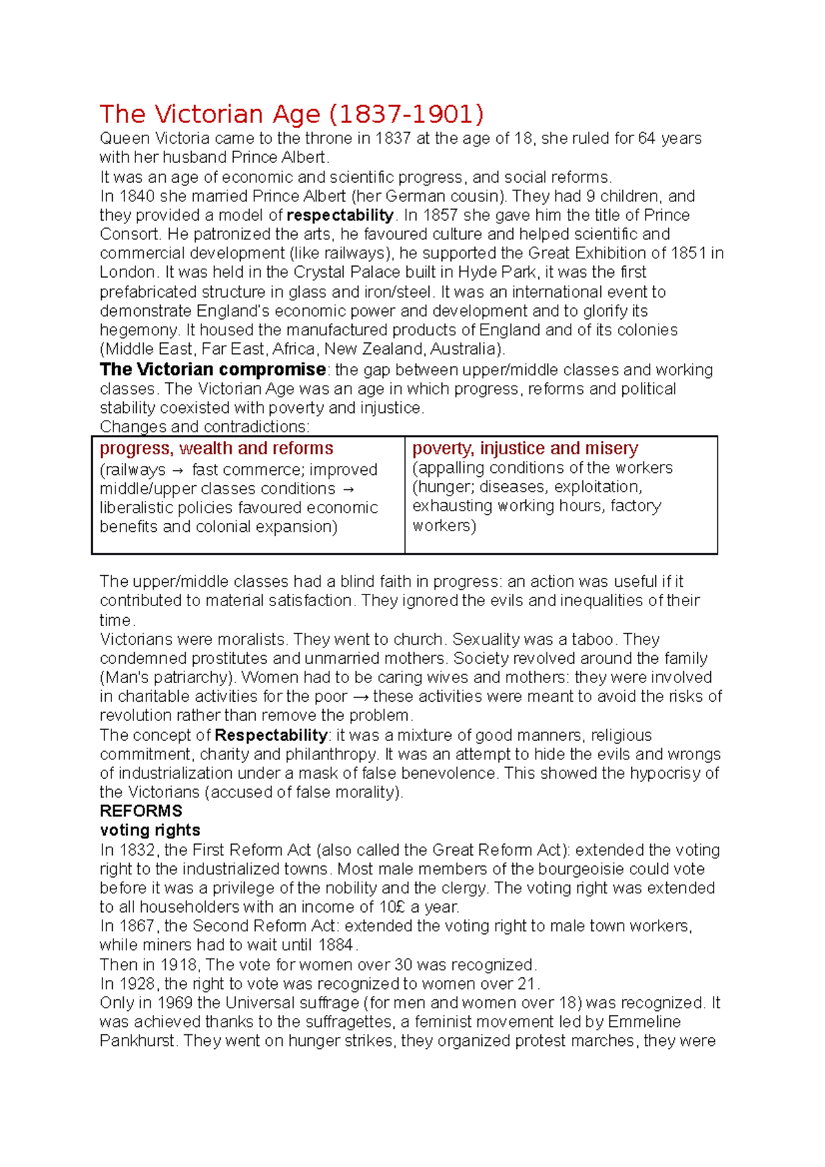 The Victorian Age Riassunto del periodo vittoriano cenni di storia