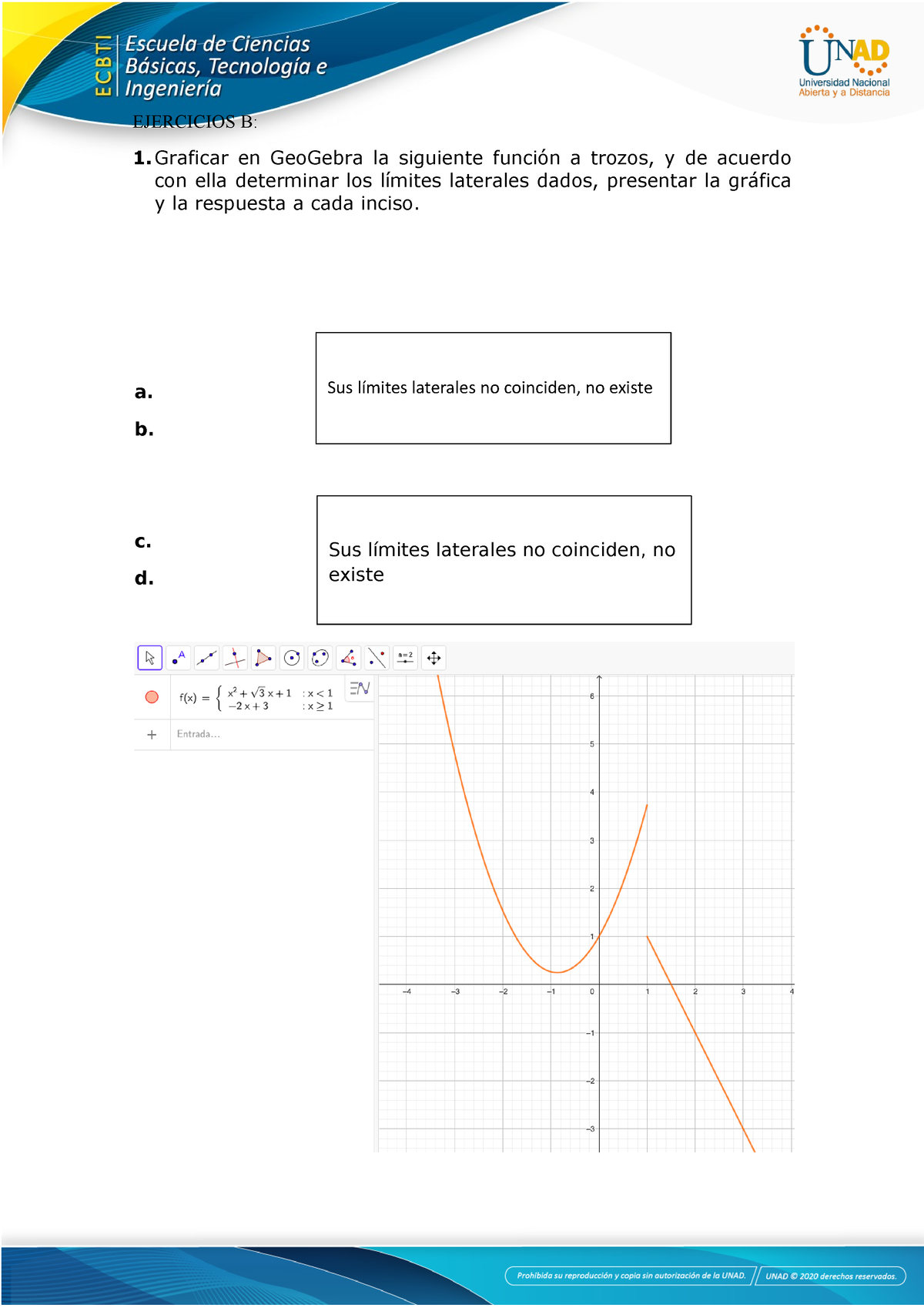 Ejercicios B Funciones Y Limites - EJERCICIOS B: 1. Graficar En ...