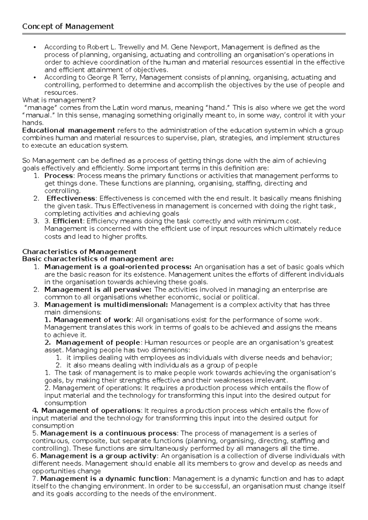 Concept of management concept of management according to robert l