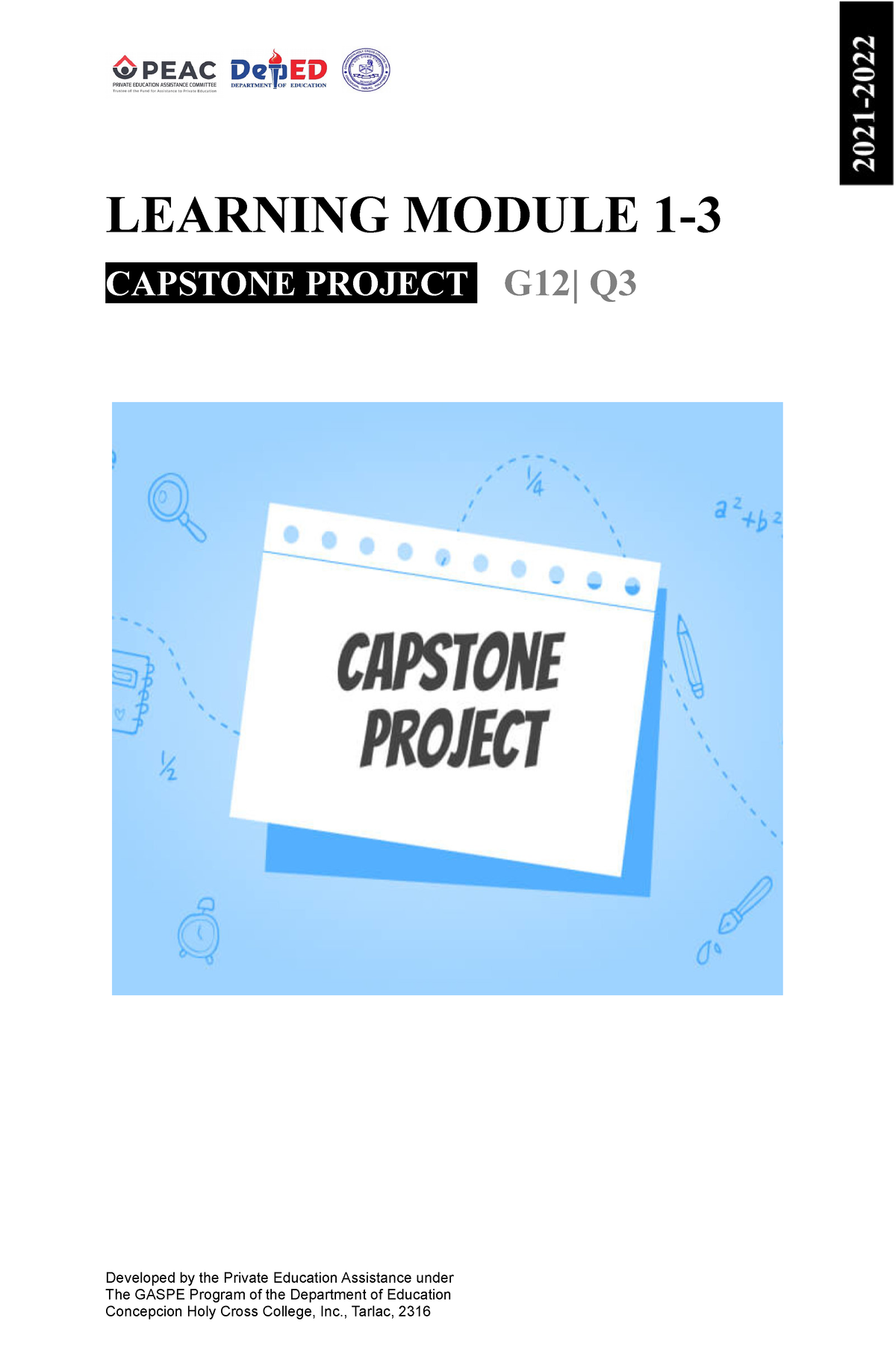 Grade 12 Capstone Project Module 1 (Q3) LEARNING MODULE 1 CAPSTONE