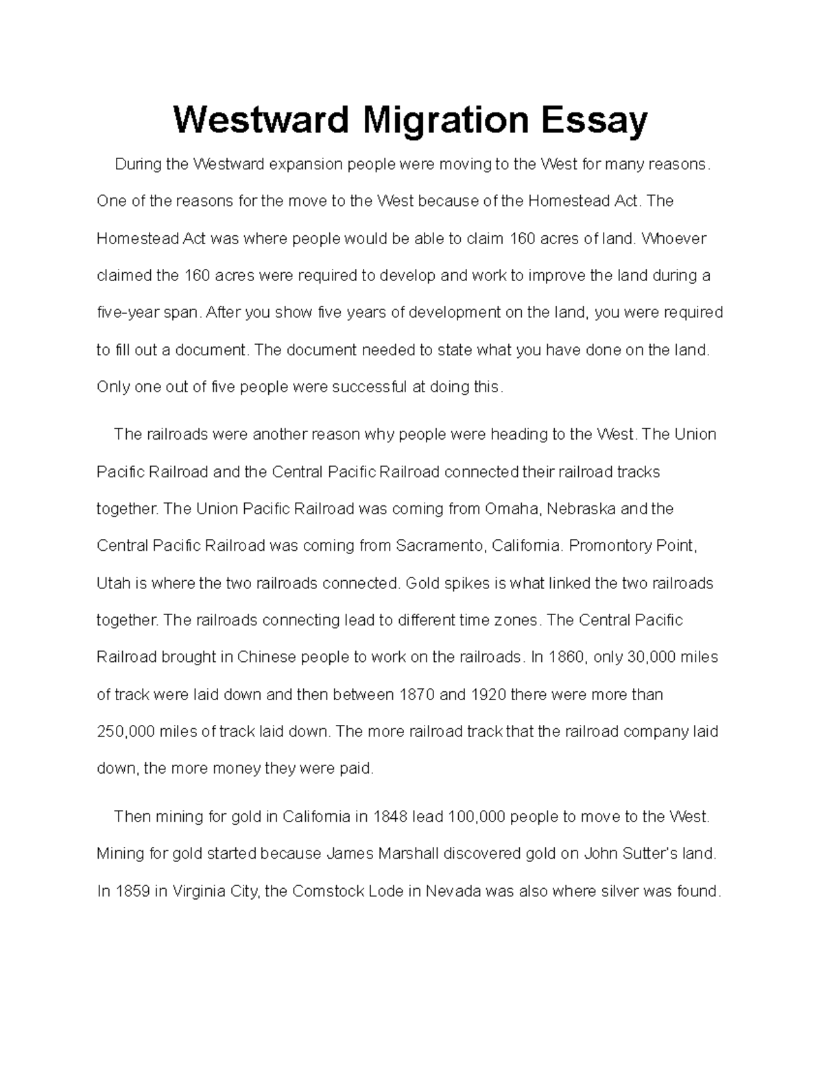 essay on westward expansion